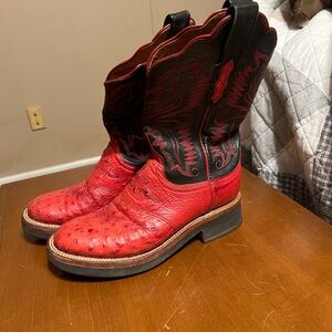 Red and Black Lucchese Cowboy Boots